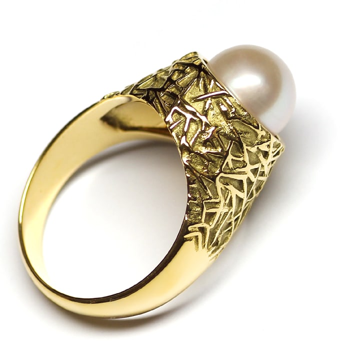 Foto 3 - Designer-Ring mit 9mm Akoyazuchtperle in 585er Gelbgold, Q0643
