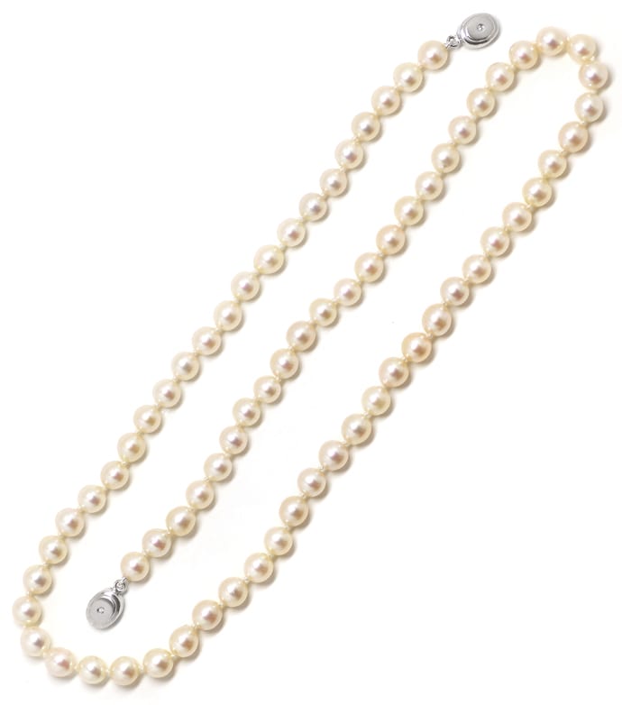 Foto 3 - Perlenkette 56cm, Brillanten im Weißgold Schloss, Q1924